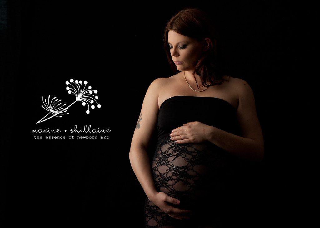 alt=Edmonton studio maternity session, alt=low key maternity picture, alt=black lace maternity dress