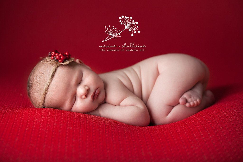 alt=Best Edmonton Newborn Photographer, alt=baby sleeping on red blanket