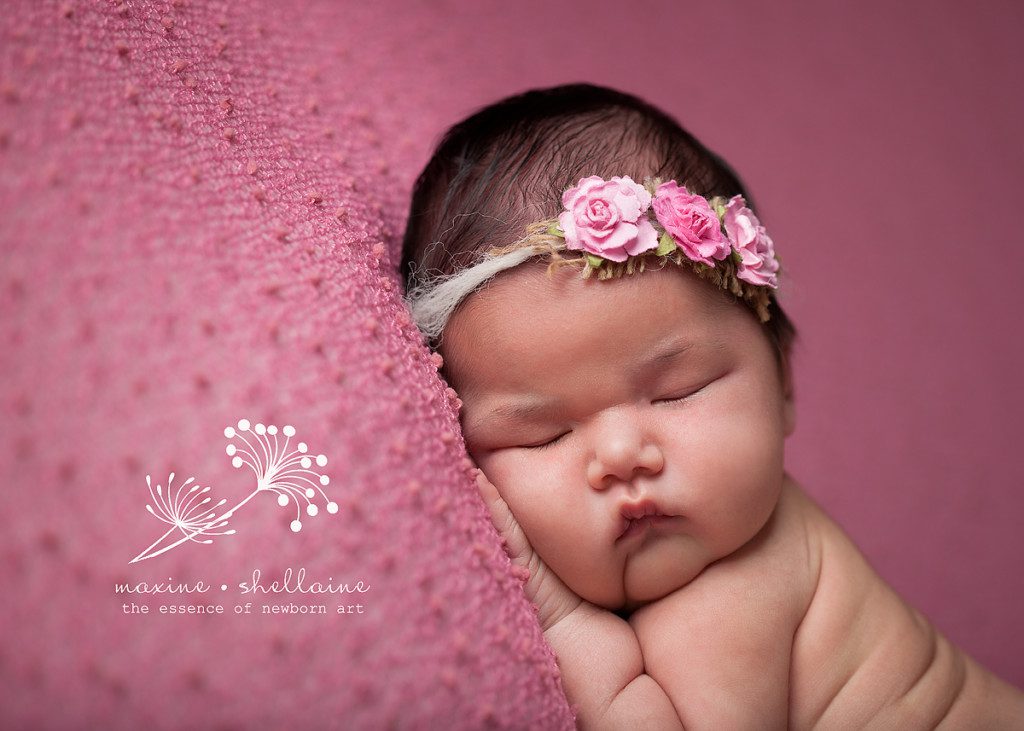 alt=Edmonton Newborn Photography, alt=girly newborn picture, alt=pink blanket, alt=sleeping newborn 