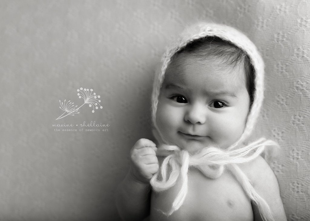 alt=3 month baby session, alt=Edmonton baby photographer, alt=baby portraits, alt=black and white image of three month old baby