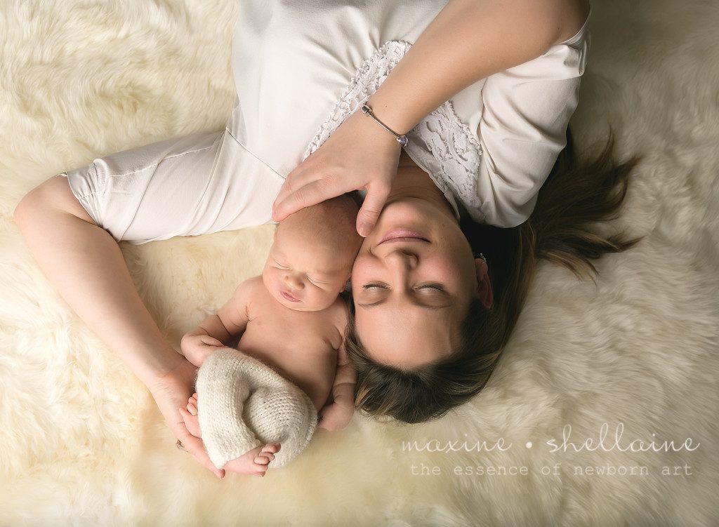 Alt=Best Newborn Photographer Edmonton, Alt=mom and baby photos, Alt=beautiful posed photography, Alt=cream knit newborn pants