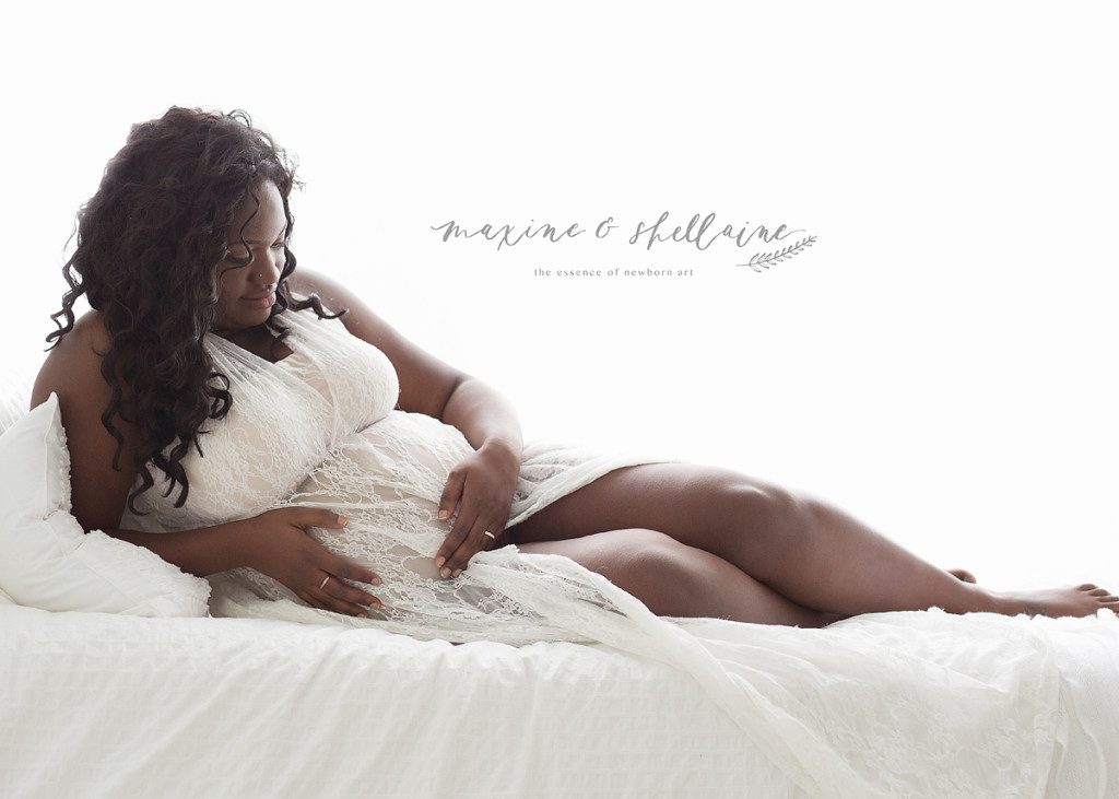 alt=Newborn and Maternity Sessions Edmonton, alt=beautiful african mom to be in white lace dress.