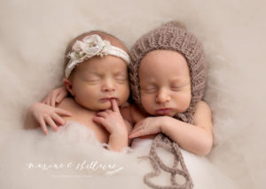 alt=Edmonton twin photographer, alt=best newborn twin photographer, alt=natural light studio Edmonton, alt=clean edits of newborn twin and mom, alt=mom in white dress with twins