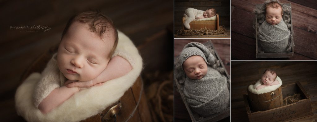 alt=Newborn Photographer in Edmonton, alt=premium newborn session, alt=rustic newborn props, alt=puppy and baby images, alt=Edmonton newborn studio