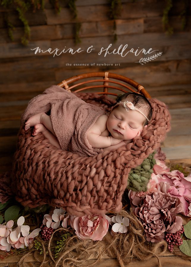 alt=newborn photography props, alt=wicker basket prop, alt=rose and sage colour pallet, alt=edmonton photographer, alt=baby girl