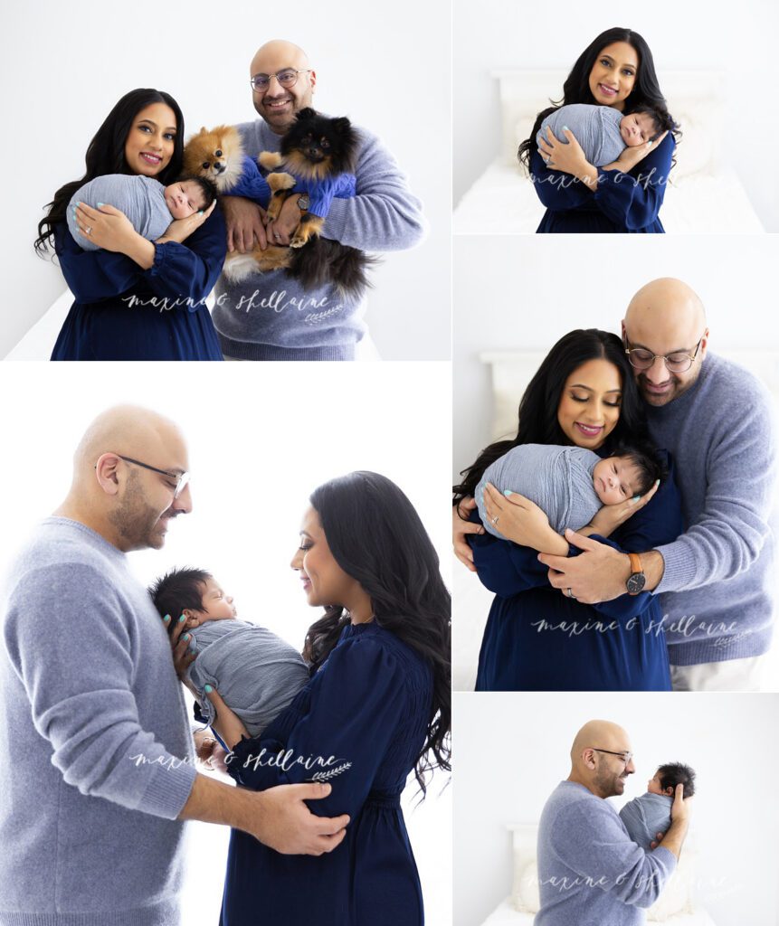 alt=Parents cuddling their newborn baby boy during Edmonton newborn photography session
